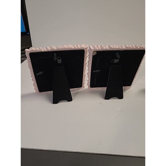 Laura Ashley Pink Picture Frames (3) Textured Resin Floral 4 X 4 Baby Shower - Picture 8 of 8